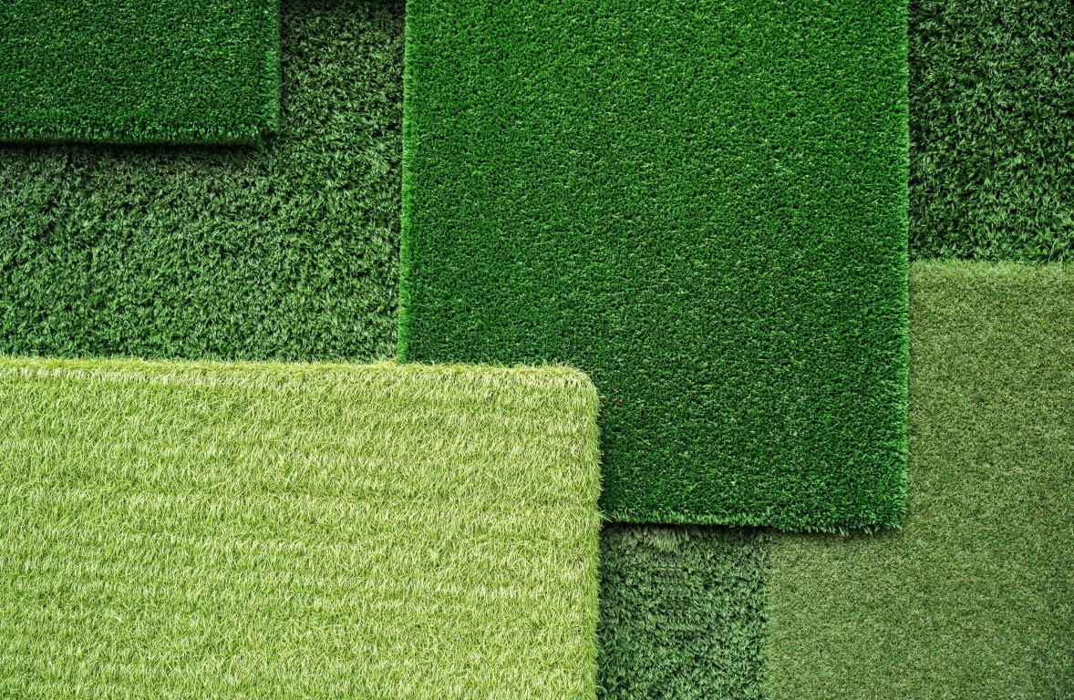 Variety of eco-friendly artificial grass samples and turf options